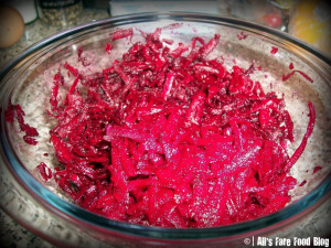 Grated beets for cupcakes
