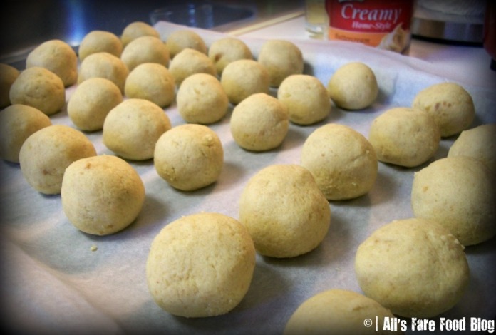 Cake balls ready for chilling
