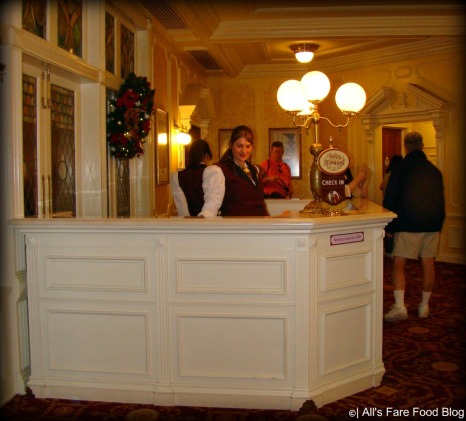 Check-in podium at Tony's Town Square