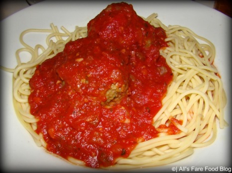Spaghetti and meat balls at Tony's Town Square