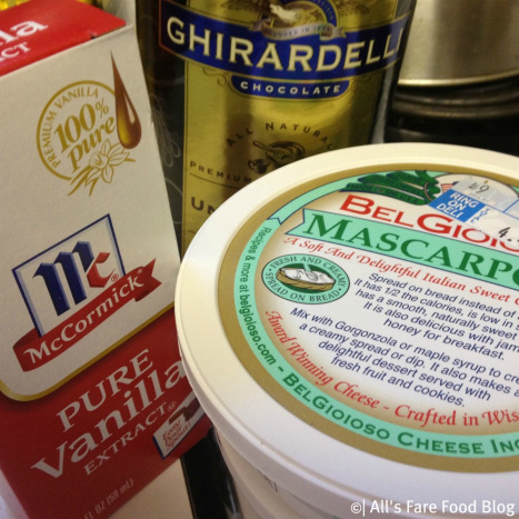 Cheese, chocolate and vanilla for the tiramisu filling