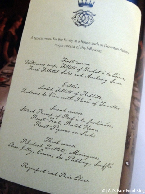 Sample Menu at Downton Abbey