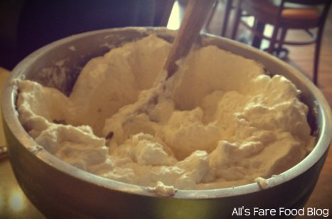 Tub of fresh whipped cream at Sweet Clove