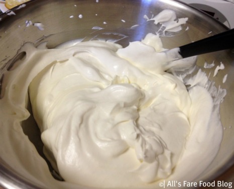 Fresh whipped cream for the tiramisu filling